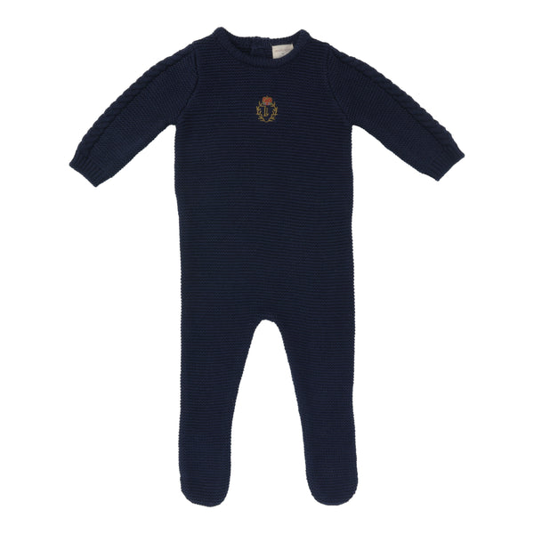 Analogie By Lil Legs Crest Knit Footie Navy