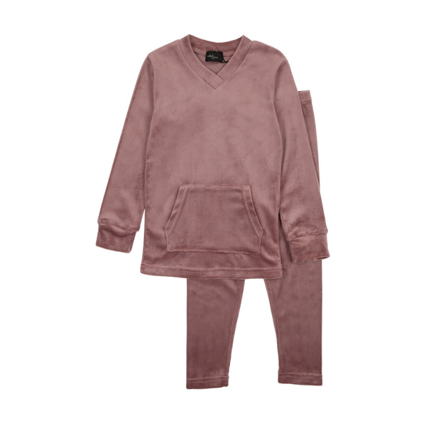 Cuddle & Coo Mauve Velour Kanaroo Pocket Pajamas