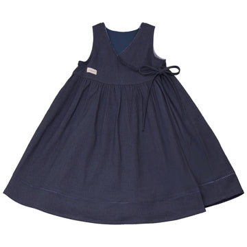 Calla Lili Girl Wrap Dress - Blue