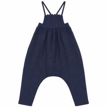 Calla Lili Baby Girl Romper With Embroidery - Blue
