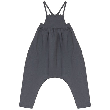 Calla Lili Baby Girl Romper With Embroidery - Grey