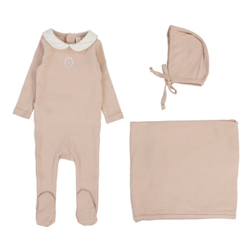 Lilette By Lil Legs Emblem Embroidered Layette Set Dusty Pink