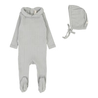 Lilette By Lil Legs Fine Pointelle Collar Footie Set Light Blue Peter Pan