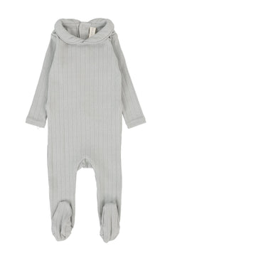 Lilette By Lil Legs Fine Pointelle Collar Footie Light Blue Peter Pan