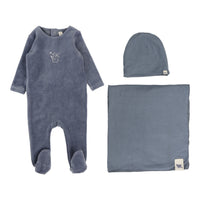 Lilette By Lil Legs Velour Forest Graphic Layette Set Slate