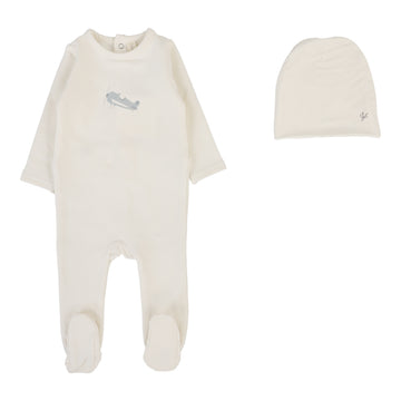 Lilette By Lil Legs Graphic Footie Set Cream/Airplane