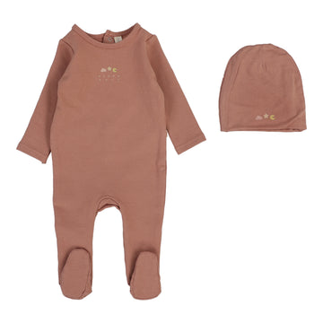 Lilette By Lil Legs Dreamy Graphic Footie Set Deep Pink