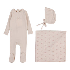 Lilette By Lil Legs Pointelle Graphic Layette Set Soft Pink Bow