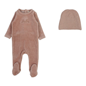 Lilette By Lil Legs Velour Bebe Footie Set Heather Pink