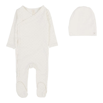 Lilette By Lil Legs Take Me Home X Print Footie Set Cream/Pink
