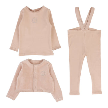 Lilette by Lil Legs Dusty Pink Lilette Velour Cardi Lounge Set