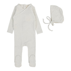 Lilette By Lil Legs Woven Print Footie Set Light Blue