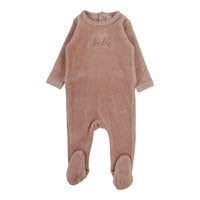 Lilette By Lil Legs Velour Bebe Footie Heather Pink