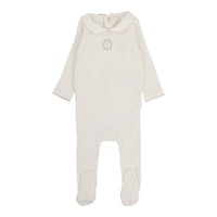 Lilette By Lil Legs Emblem Embroidered Footie Cream/Pink