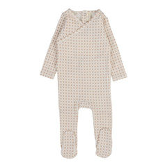 Lilette By Lil Legs Woven Print Footie Dusty Pink