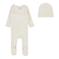 Lilette By Lil Legs Diamond Dot Footie Set Cream/Slate