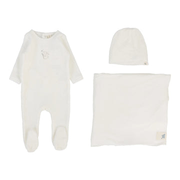 Lilette By Lil Legs Velour Forest Graphic Layette Set WINTER WHITE/OAT