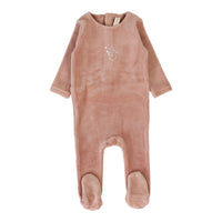 Lilette By Lil Legs Velour Forest Graphic Footie Deep Pink