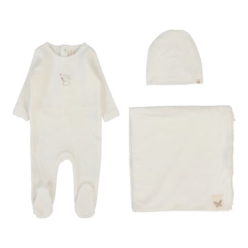 Lilette By Lil Legs Velour Forest Graphic Layette Set Winter White/Pink