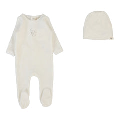 Lilette By Lil Legs Velour Forest Graphic Footie Set WINTER WHITE/OAT