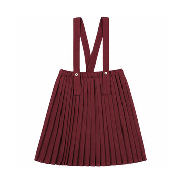 Analogy by Lil Legs Deep Red Signature Collection Knife Pleated Suspender Skirt