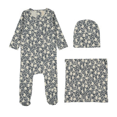 Bonjoy All Over Denim Abstract Vine Layette Set