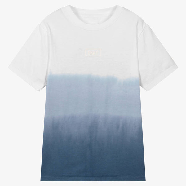 DKNY Teen Boys Blue Dip Dye Logo T-Shirt