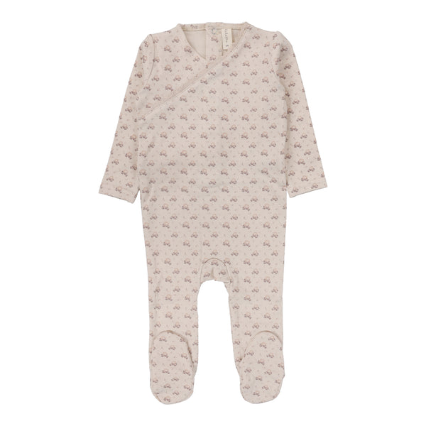 Lilette By Lil Legs Dotty Florette Footie Natural/Mauve