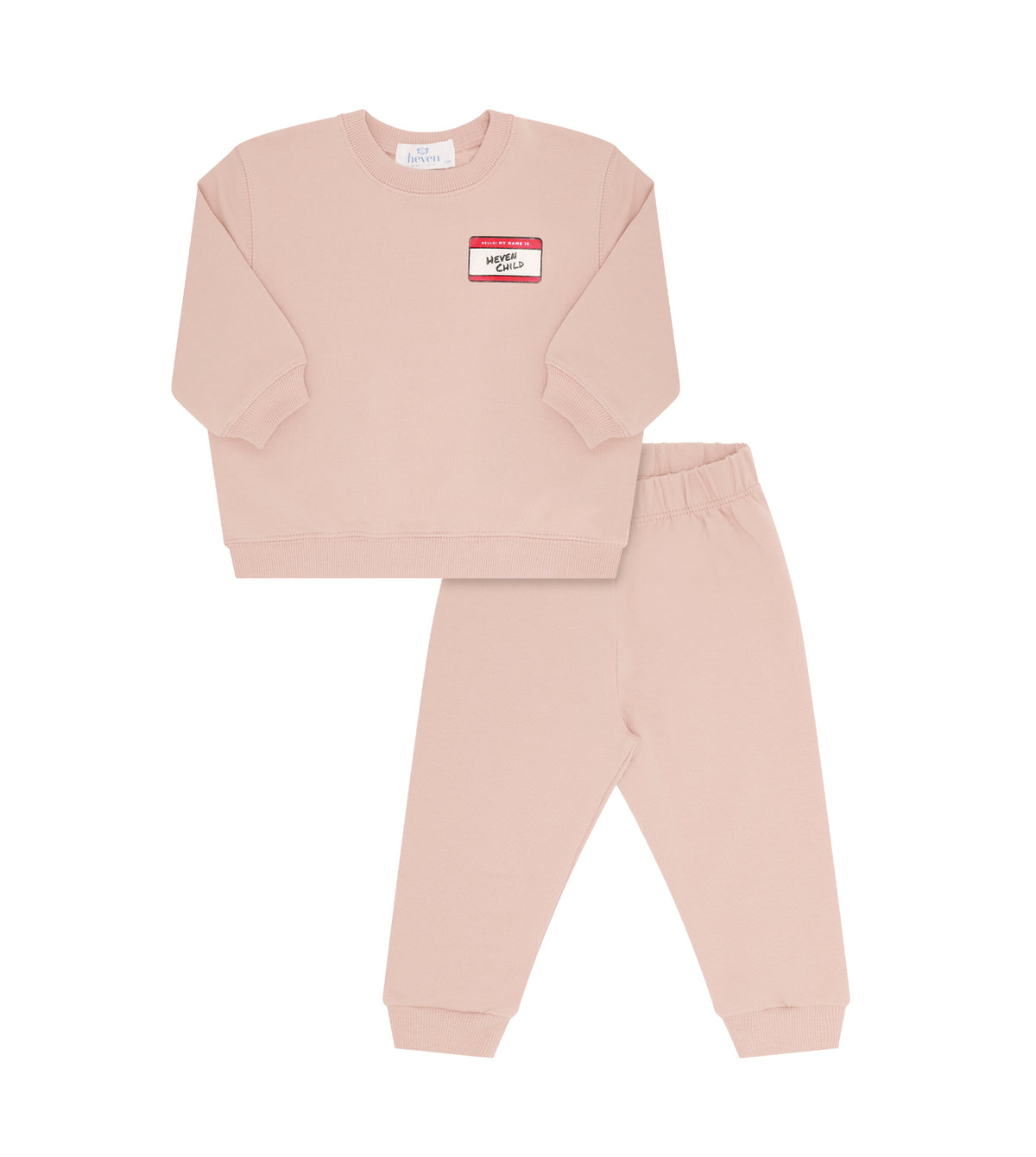 Heven Child Toddler Hello Sweatshirt Set - Pink