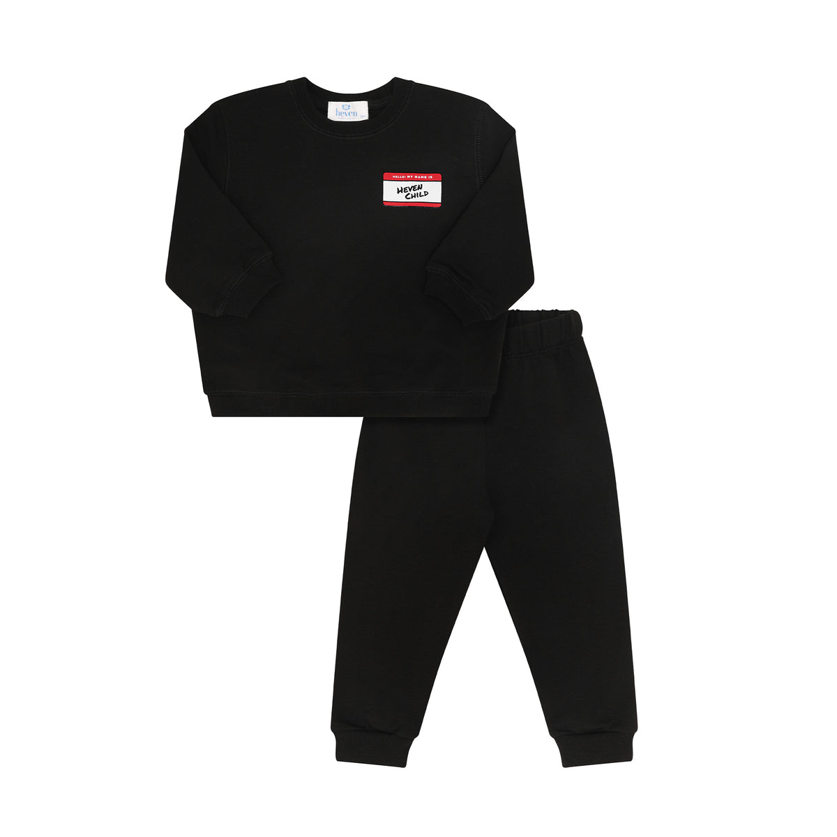 Heven Child Toddler Hello Sweatshirt Set - Black