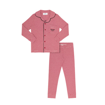 Heven Child Striped Lounge Pajamas - Ivory/Red