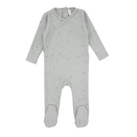 Lilette By Lil Legs Printed Wrapover Footie Clover Dusty Blue