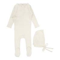 Lilette By Lil Legs Fine Pointelle Footie Set Cream