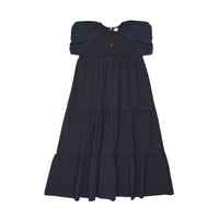 Analogie By Lil Legs Puff Sleeve Maxi SS -  Navy