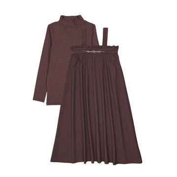 Lil Legs Vintage Purple Maxi Loungewear Embroidered Maxi Mockneck Set