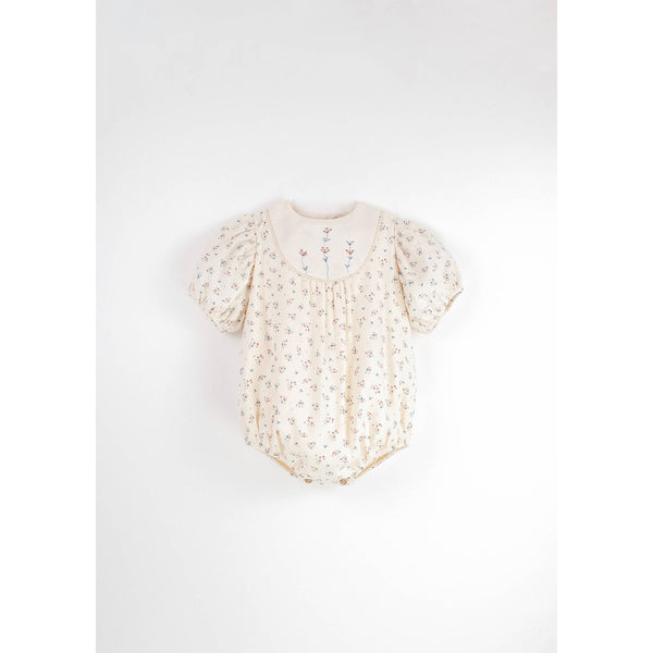 Popelin Floral Embroidered Romper Suit With Yoke (Mod.7.3)