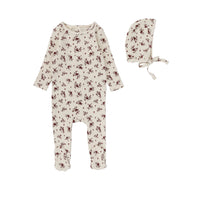 Lil Legs Floral Cluster Footie + Bonnet Set