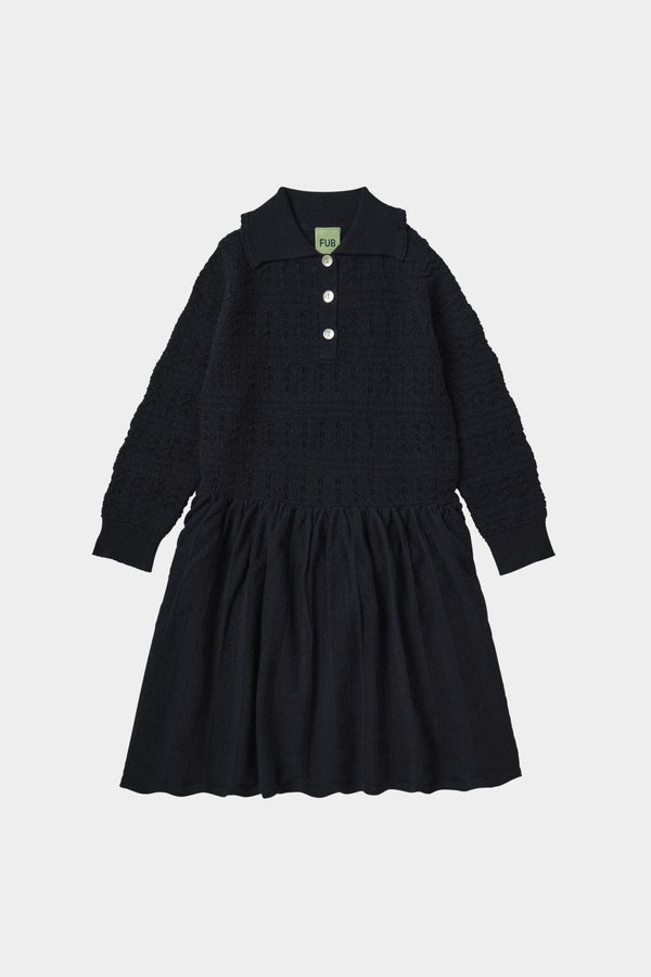 Fub Dark Navy Pointelle Dress (1324 Aw)