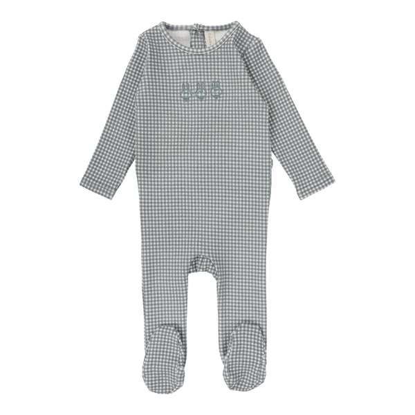 Lilette By Lil Legs Gingham Bunny Footie Blue