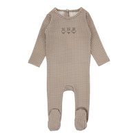 Lilette By Lil Legs Gingham Bunny Footie Oatmeal