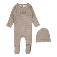 Lilette By Lil Legs Gingham Bunny Footie Set Oatmeal