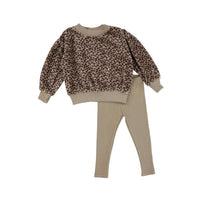 Analogie By Lil Legs Velour Girls Set Taupe Floral