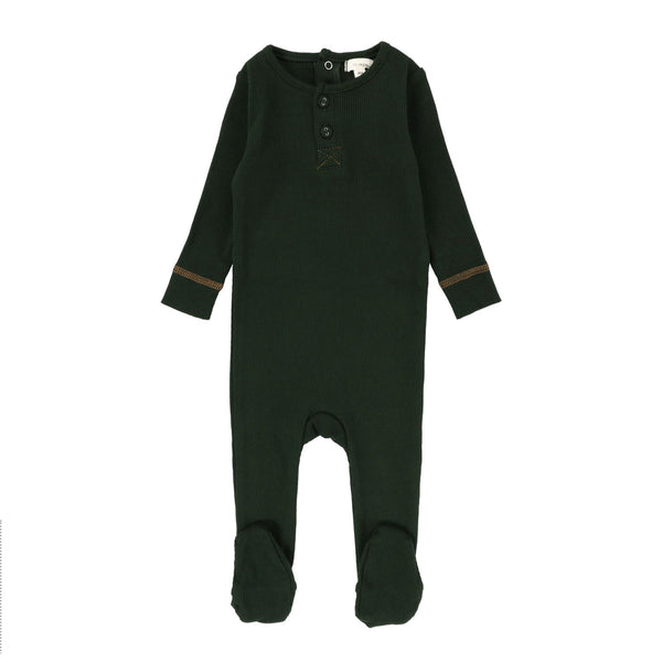 Lil Legs Henley Footie Green