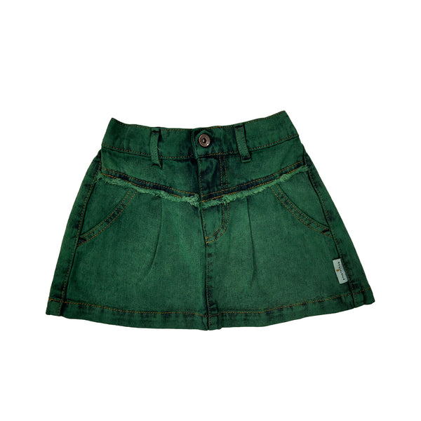 Piupiuchick Washed Green Denim  Knee-Lenght Skirt