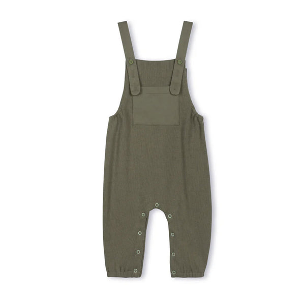 Phil and Phoebe Green Ribbed And Poplin Overalls