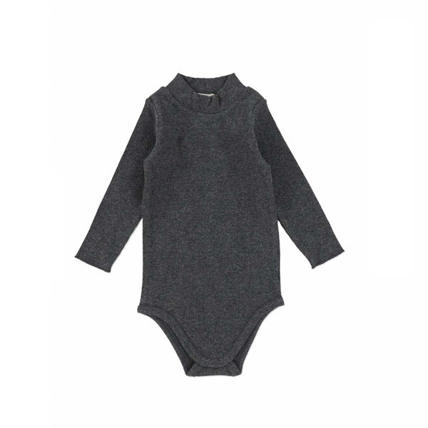 Lil Legs Ribbed Mock Neck Onesie Heather Grey