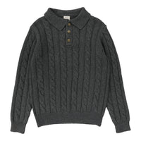 Analogie By Lil Legs Cable Knit Polo Grey