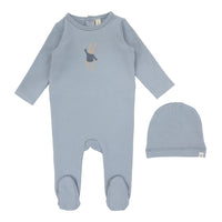 Lilette By Lil Legs Handdrawn Footie Set Blue