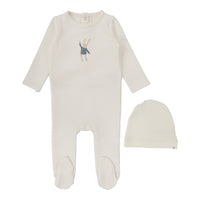 Lilette By Lil Legs Handdrawn Footie Set Milk/Bunny