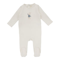 Lilette By Lil Legs Handdrawn Footie Milk/Bunny